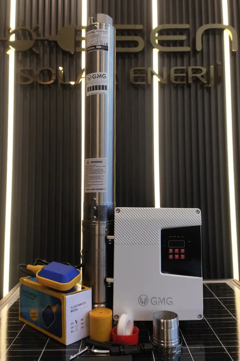 380 Volt 2500 Watt Maks 148 Metre 9 Ton Serisi 4 Inch Fanlı Sürücülü Ve Şebeke Destekli Su Bittiğinde Durma Özelliğine Sahip Şamandıralı Dc Dalgıç Pompa-detail