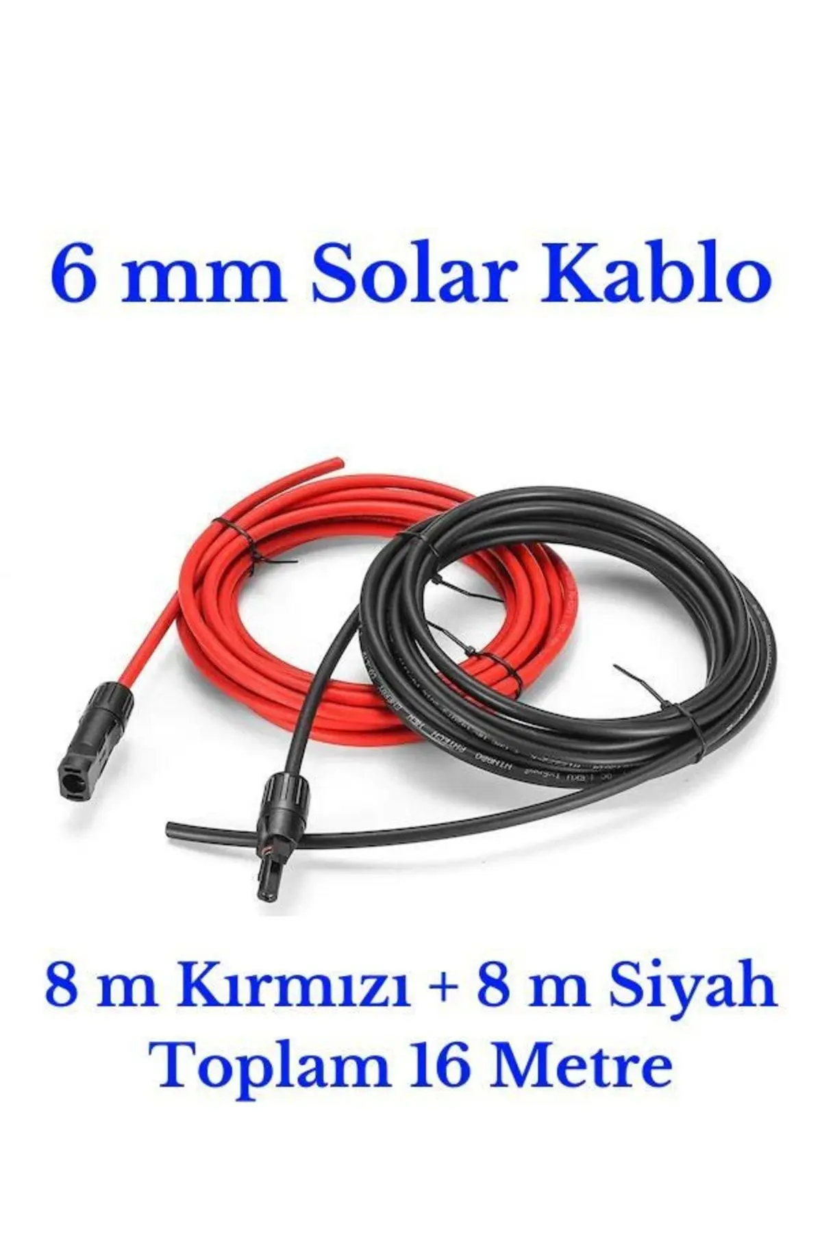 6 Mm Mc4 Soketli 16 Metre (8m+8m) Güneş Paneli Solar Kablo