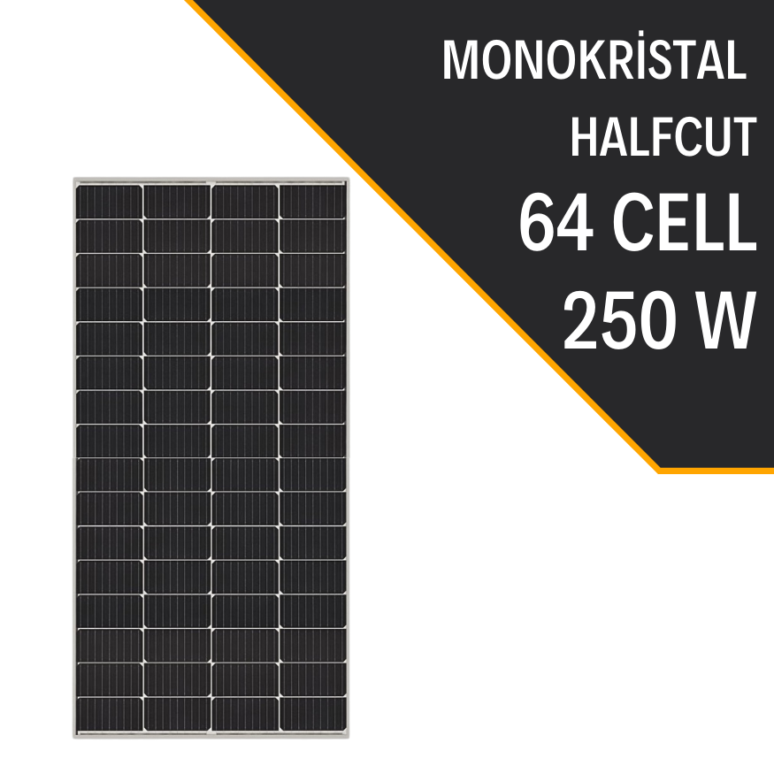 250w Half Cut Monokristal Güneş Paneli
